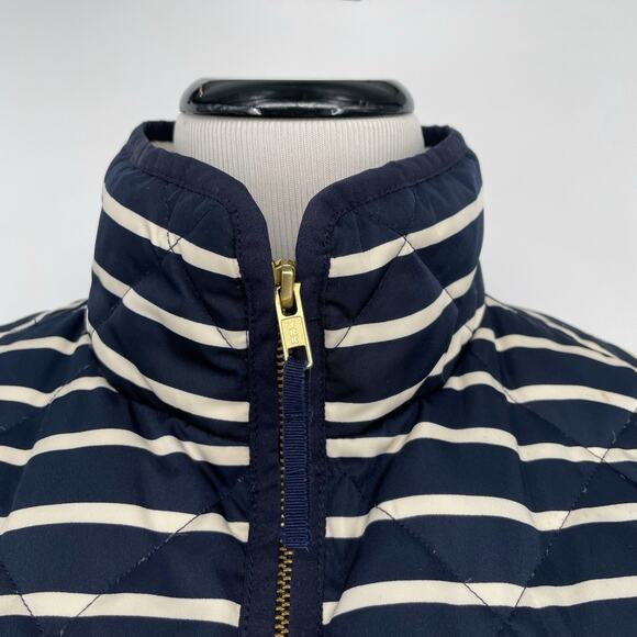 J. Crew Women's Vest Jacket Full Zip Dark Navy Stripes Sz Medium Puffer Quilted - Picture 8 of 14